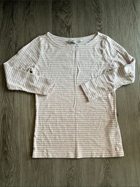 Vineyard Vines Beige and White Striped Long-Sleeve Tee